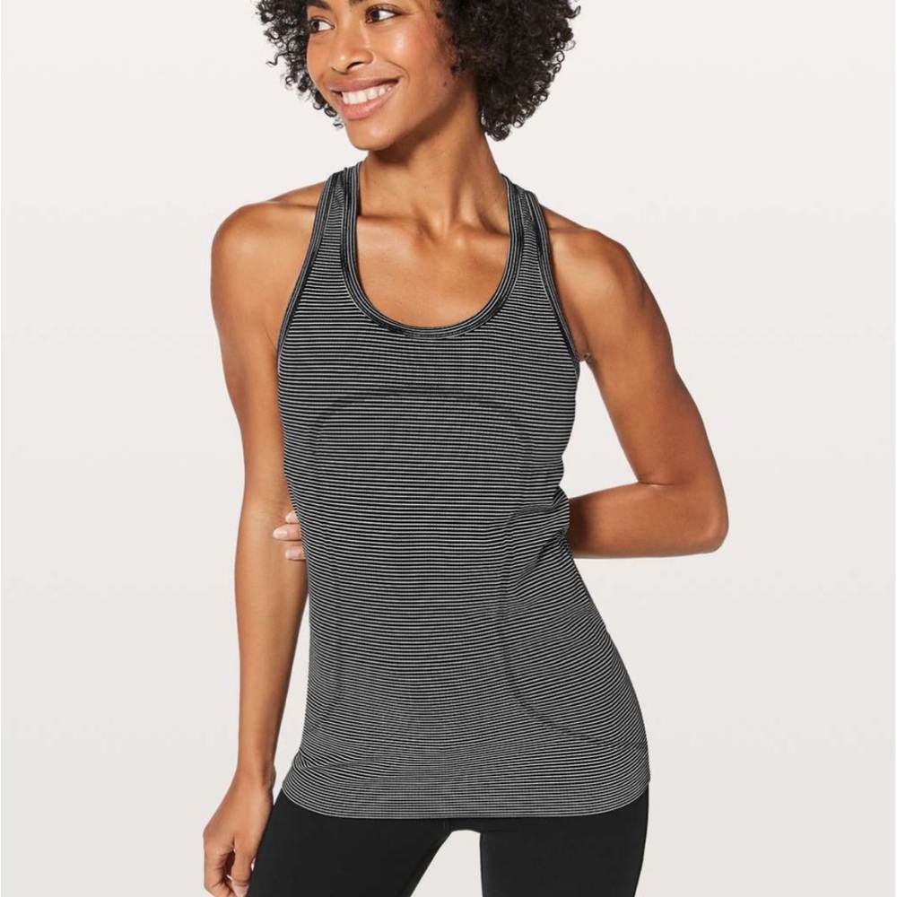 Lululemon Swiftly Tech Racerback Black Striped Tank Top Size 6